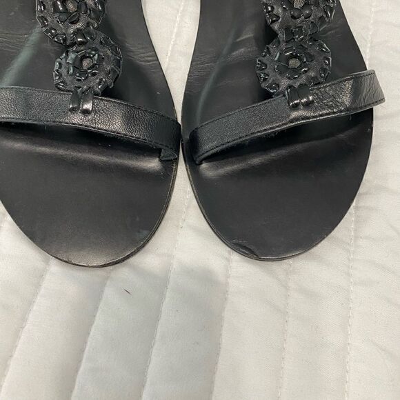 Jack Rogers Black Leather Sandals Women Size 6.5 - Picture 2 of 7